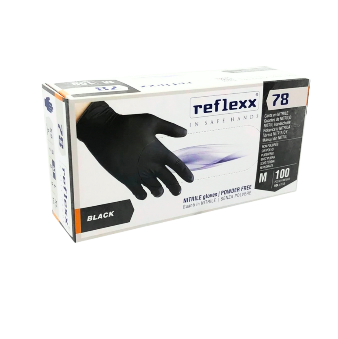 Nitrilhandschuhe, Schwarz, Latexfrei, Puderfrei - Reflexx 78