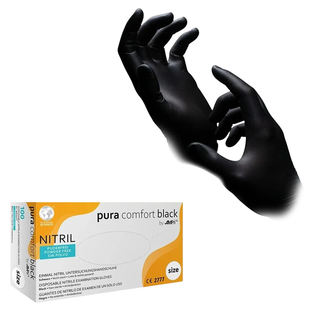 Nitrilhandschuhe, schwarz, puderfrei, Puracomfort Black - Basic
