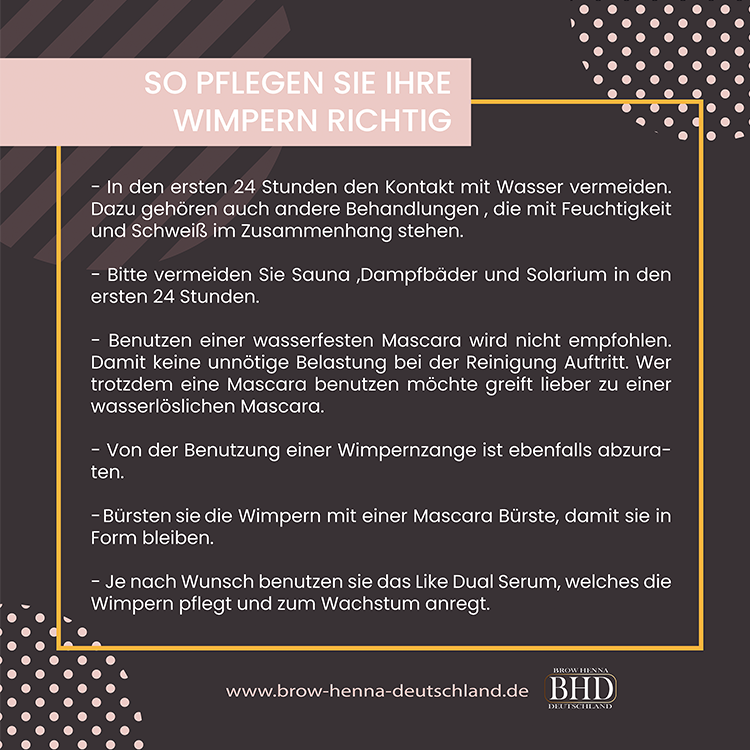 BHD - Flyer Pflegehinweise für Wimpernlifting (25 Stk.)