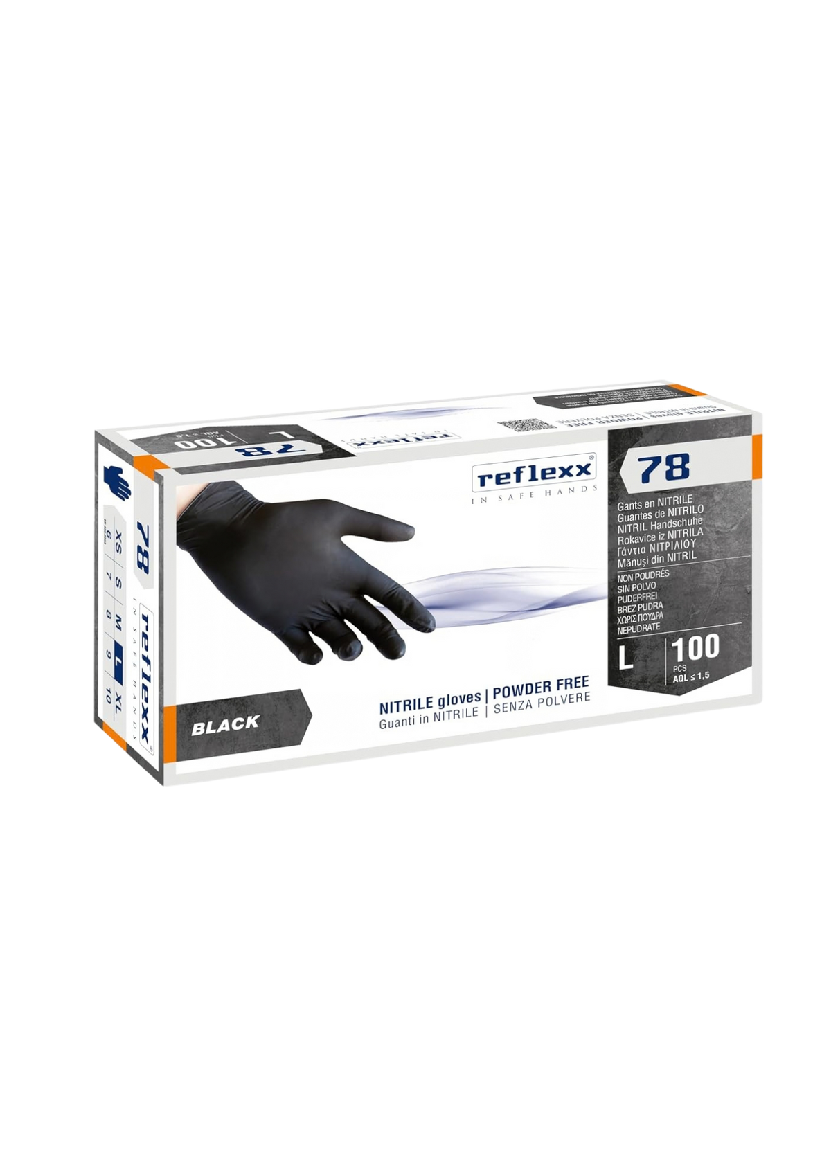 Nitrilhandschuhe, Schwarz, Latexfrei, Puderfrei - Reflexx 78