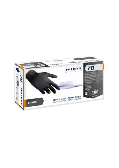 Nitrilhandschuhe, Schwarz, Latexfrei, Puderfrei - Reflexx 78