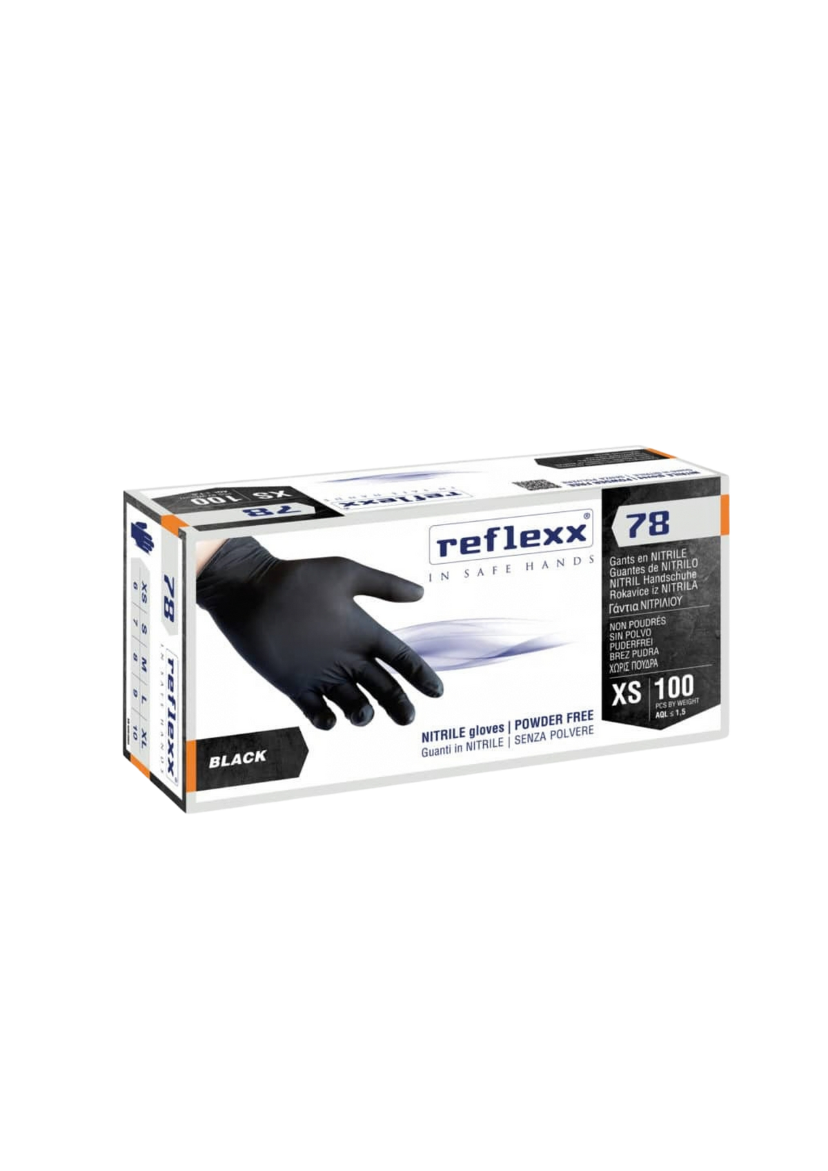 Nitrilhandschuhe, Schwarz, Latexfrei, Puderfrei - Reflexx 78