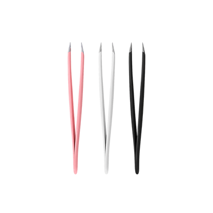 Noemi - Slant Tweezers - White/Pink/Black