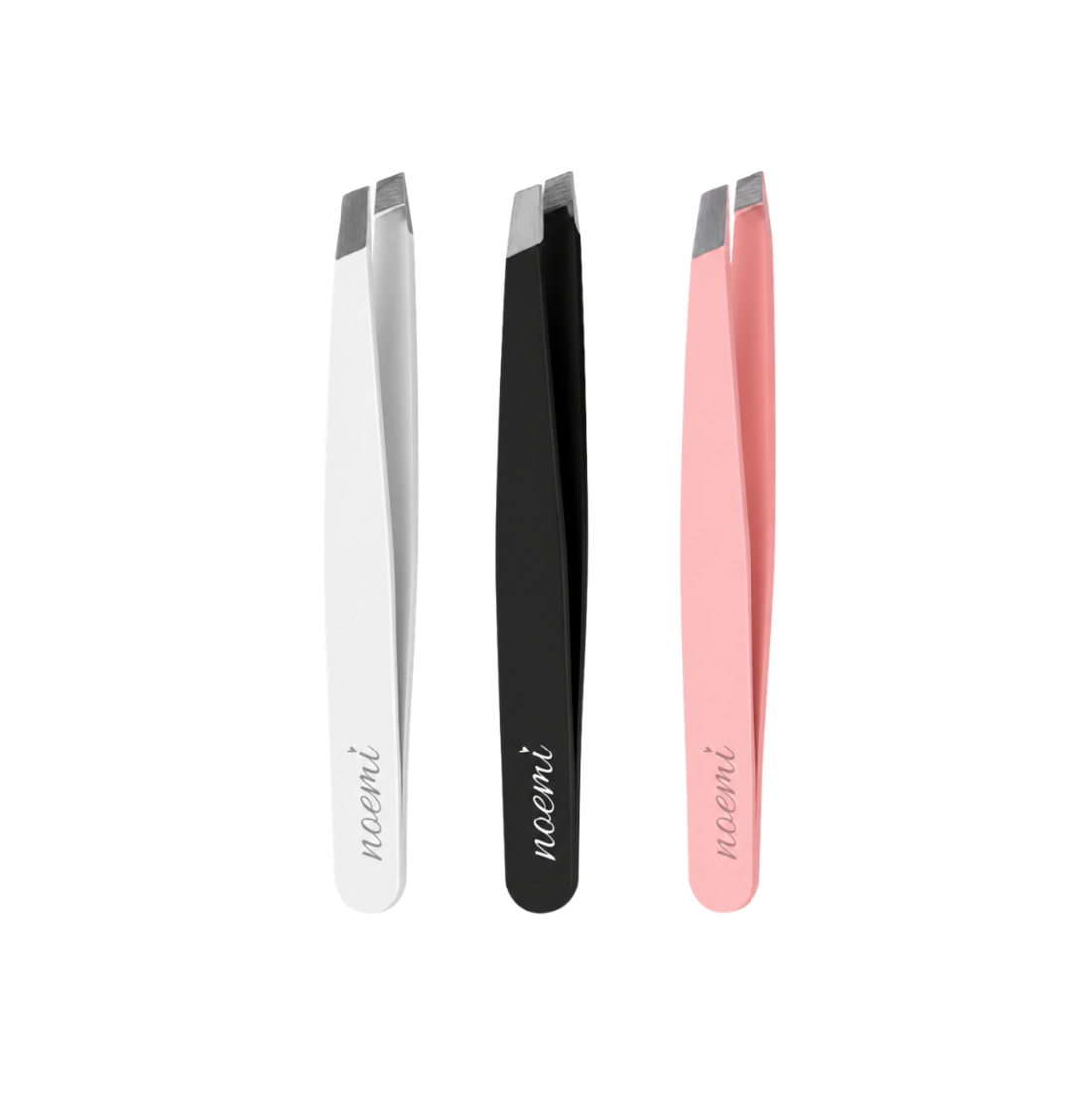 Noemi - Slant Tweezers - White/Pink/Black