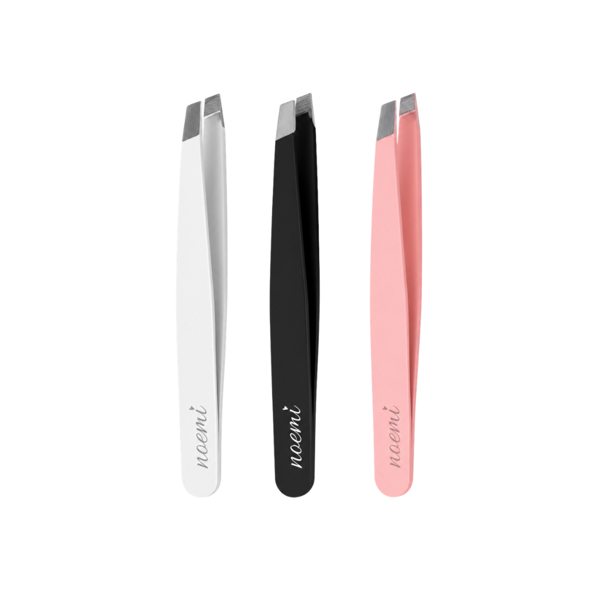 Noemi - Slant Tweezers - White/Pink/Black