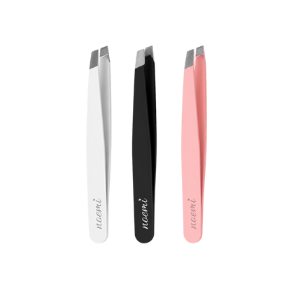Noemi - Slant Tweezers - White/Pink/Black